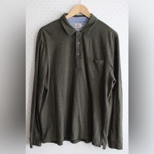 Faherthy Long Sleeve Luxe Solid Polo  - Size L - Olive Heather